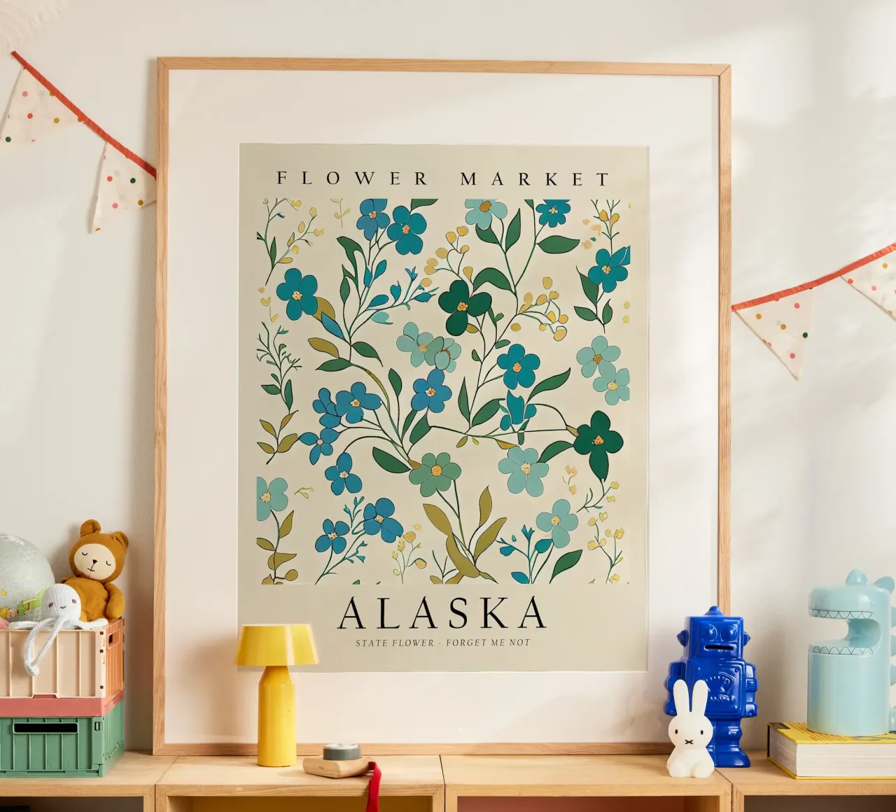 Fiore di Stato dell'Alaska poster con telaio in alluminio da harris shop