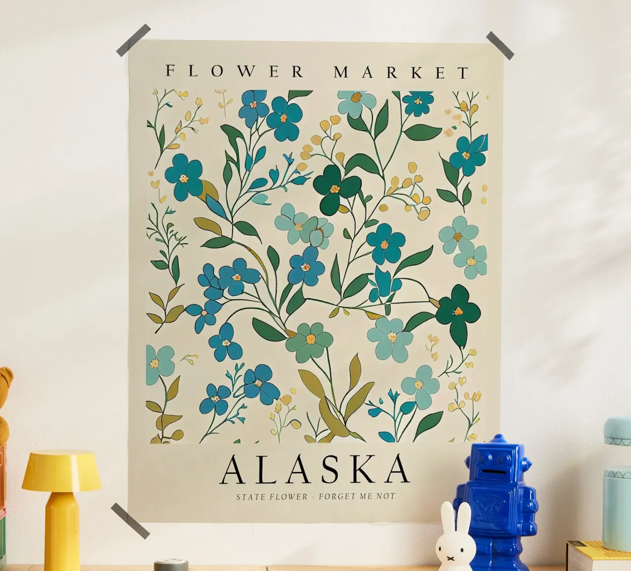 Fiore di Stato dell'Alaska poster con telaio in alluminio da harris shop