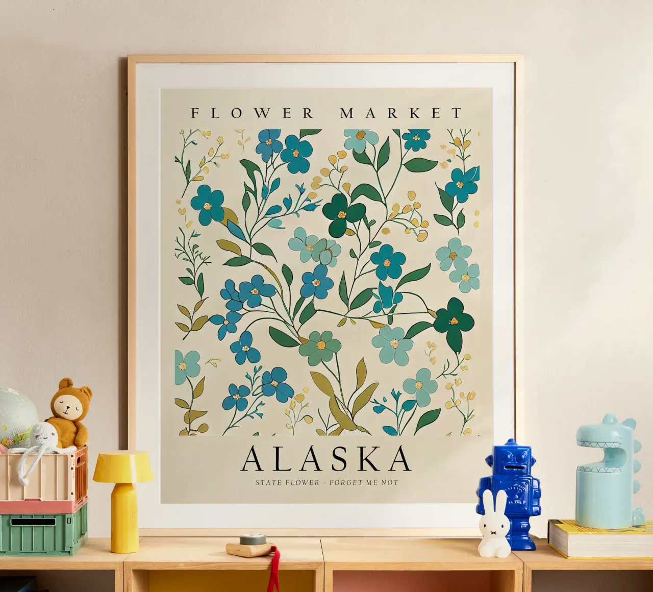 Fiore di Stato dell'Alaska poster con telaio in alluminio da harris shop
