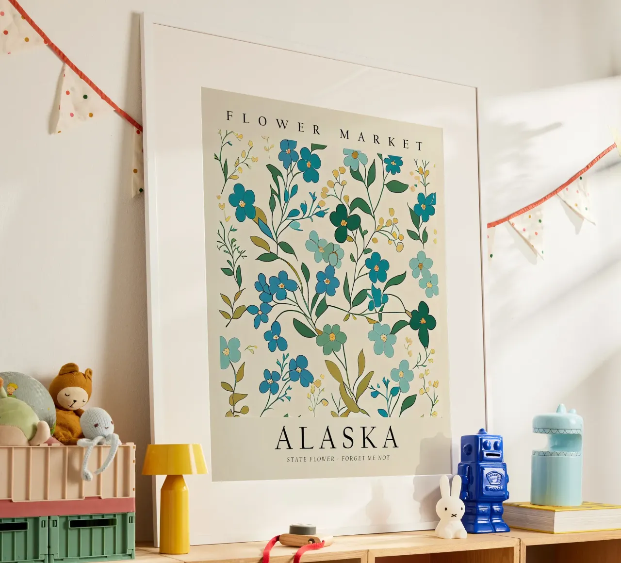 Fiore di Stato dell'Alaska poster con telaio in alluminio da harris shop