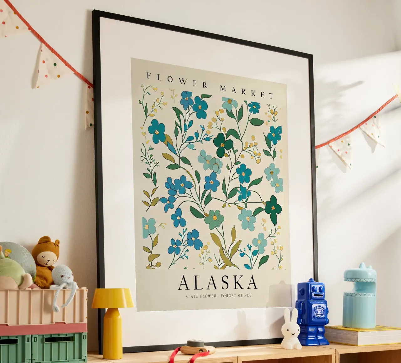 Fiore di Stato dell'Alaska poster con telaio in alluminio da harris shop