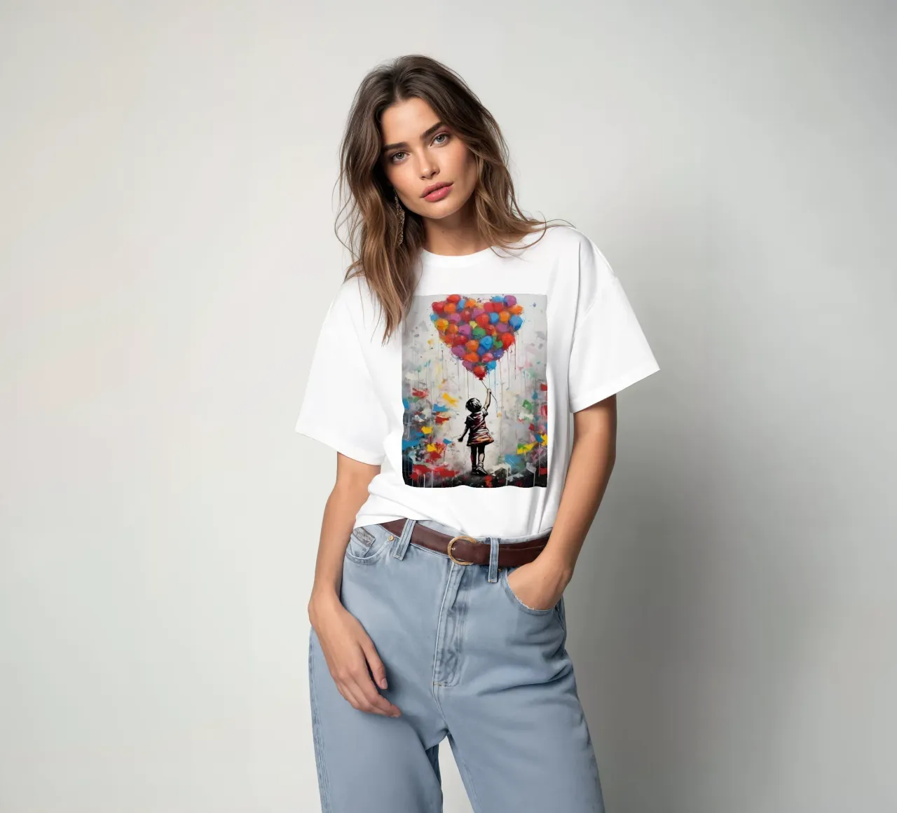 Girl With Rainbow Ballon t-shirt by Martin studio