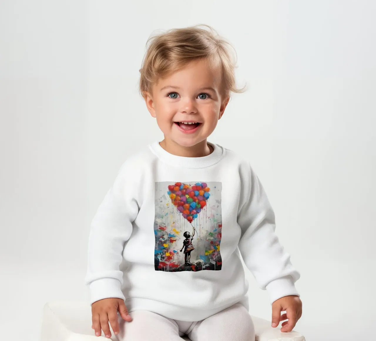 Mädchen mit Regenbogenballon Baby Sweatshirt von Martin studio