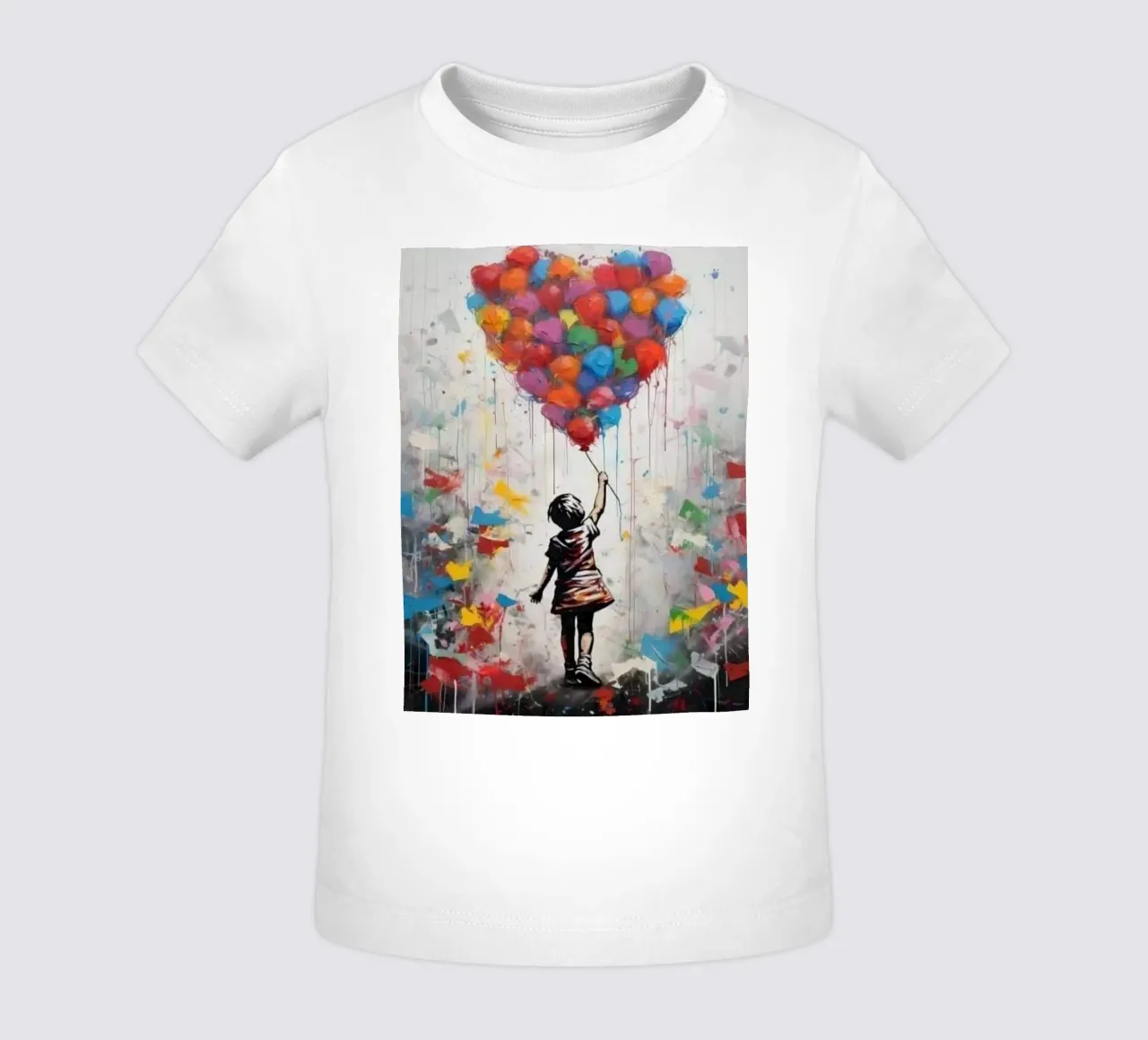 Ragazza con pallone arcobaleno maglietta neonato da Martin studio