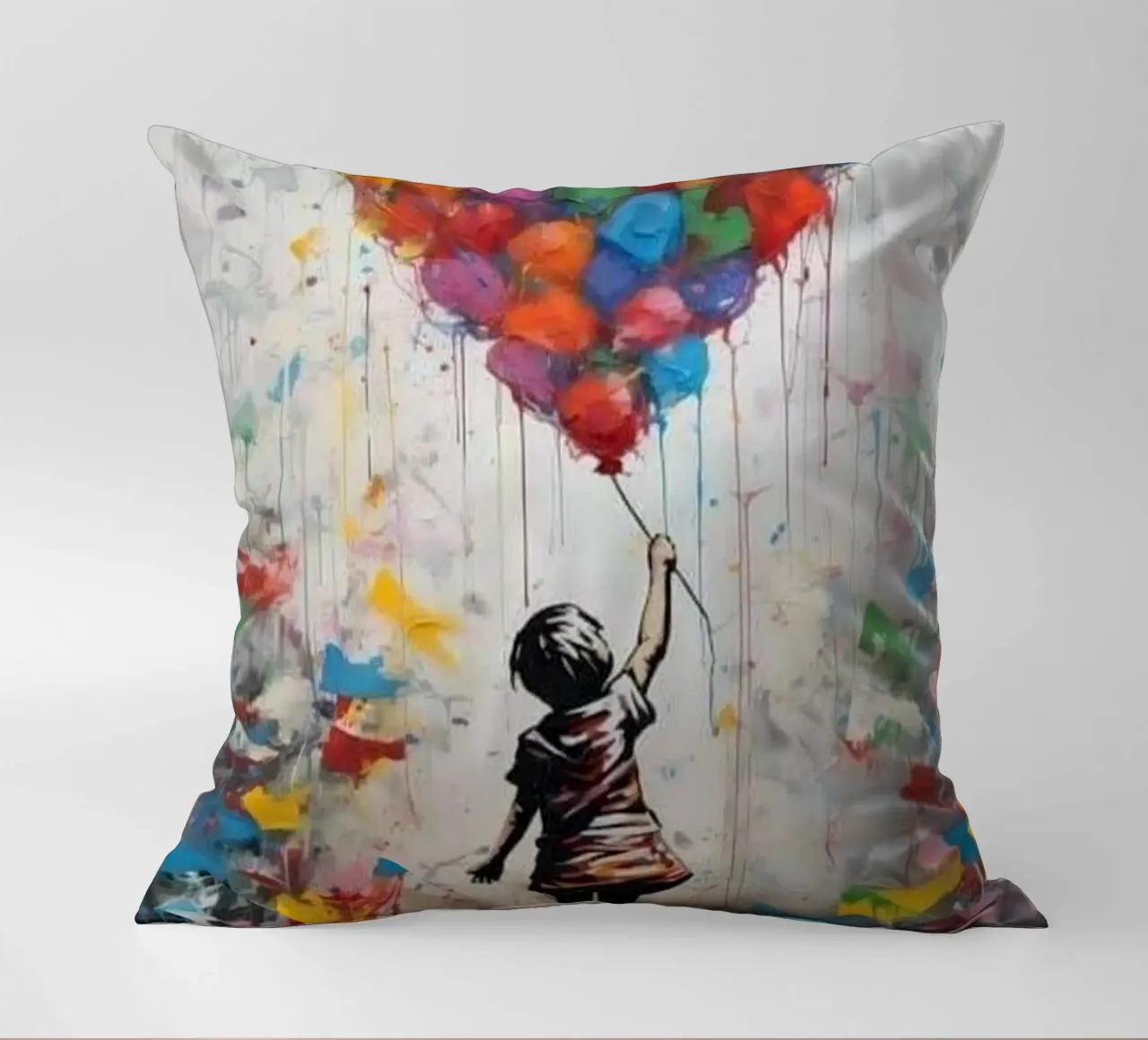 Meisje Met Regenboog Ballon kussen van Martin studio