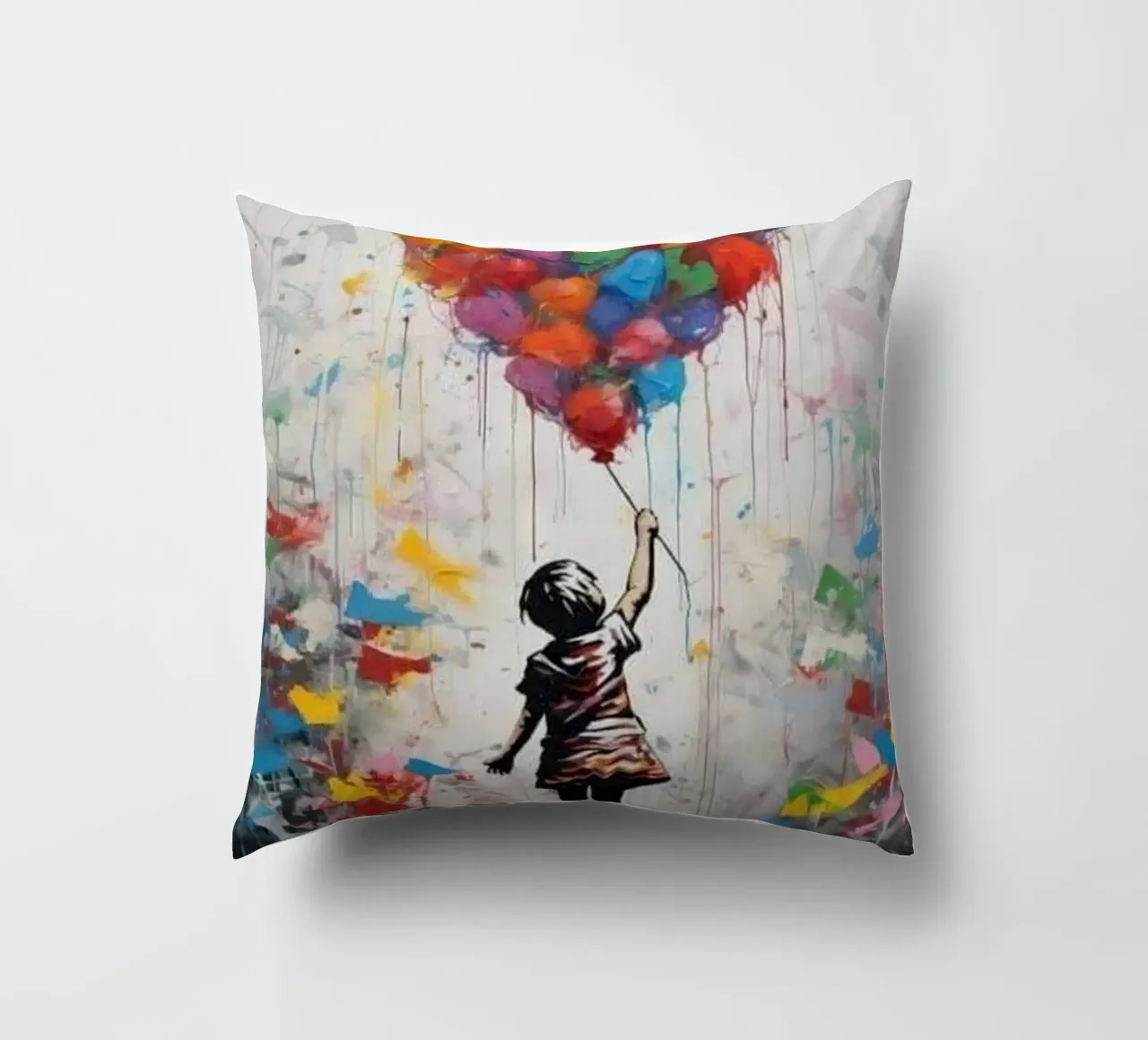Meisje Met Regenboog Ballon kussen van Martin studio