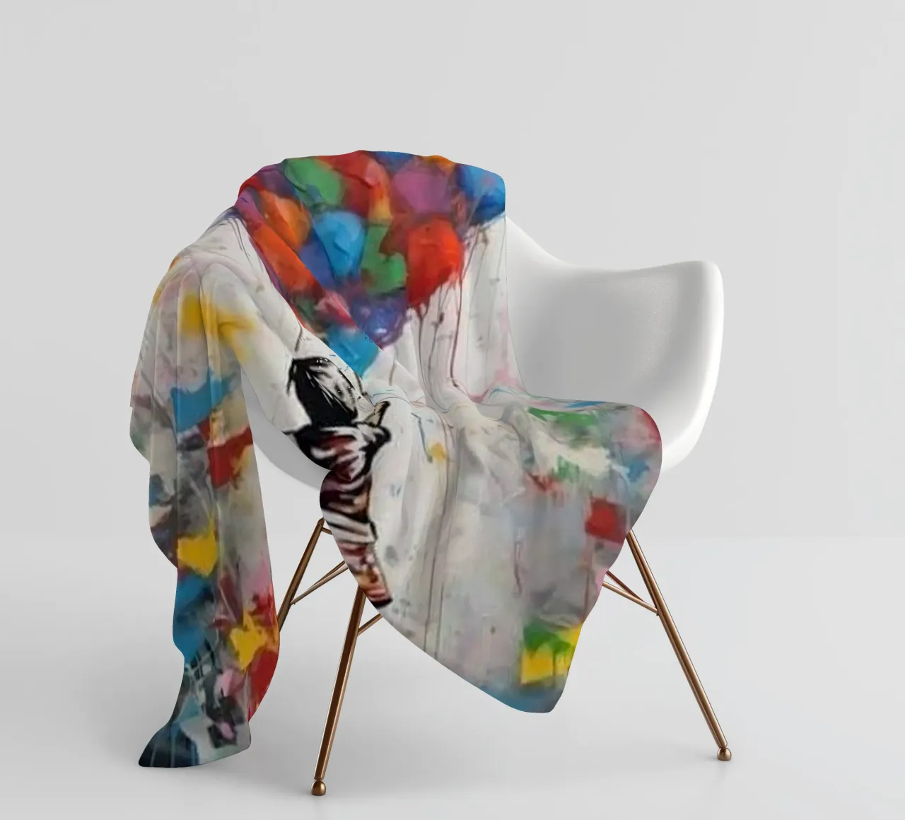 Chica con globo arco iris manta de franela de Martin studio