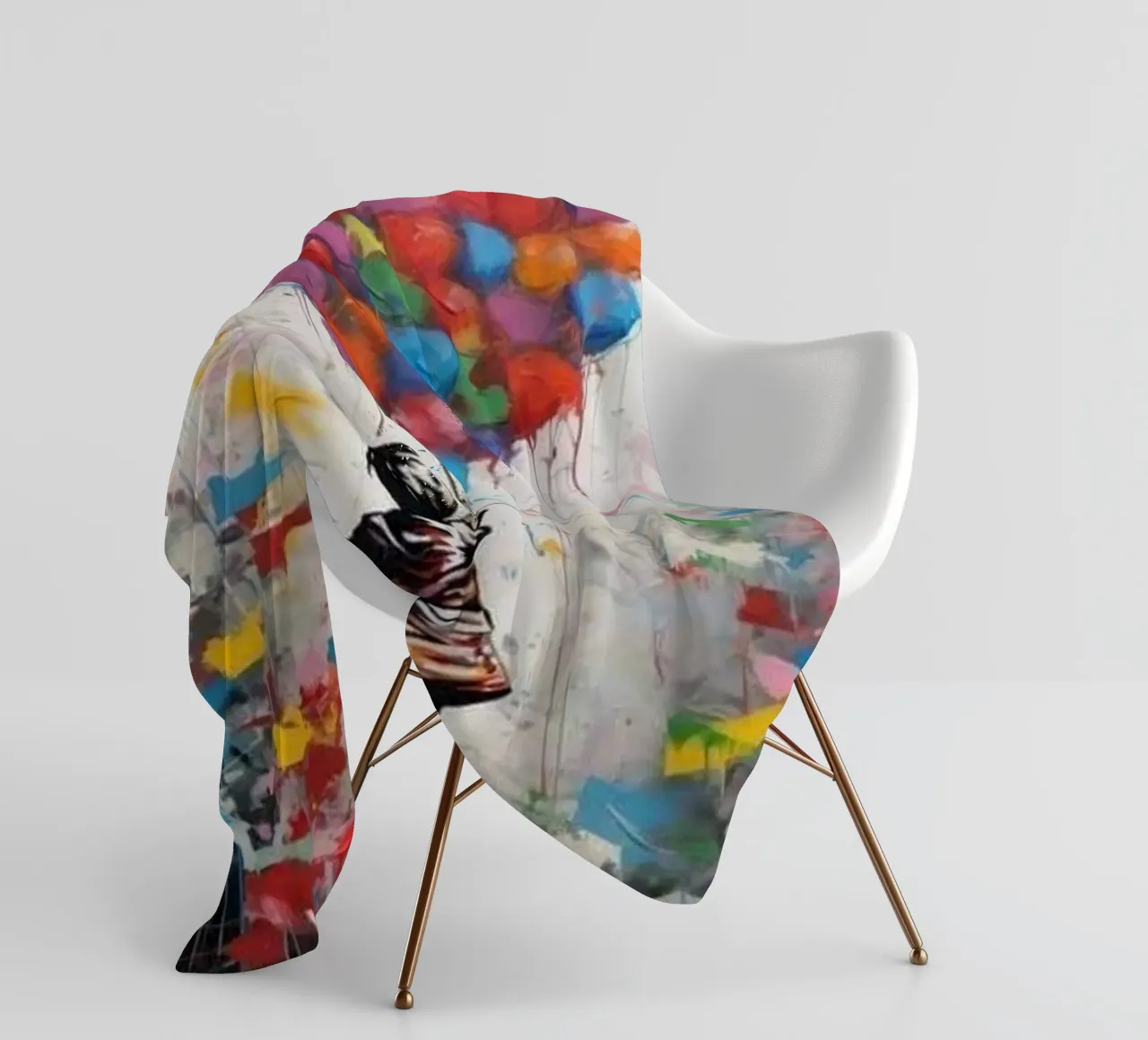 Chica con globo arco iris manta de franela de Martin studio