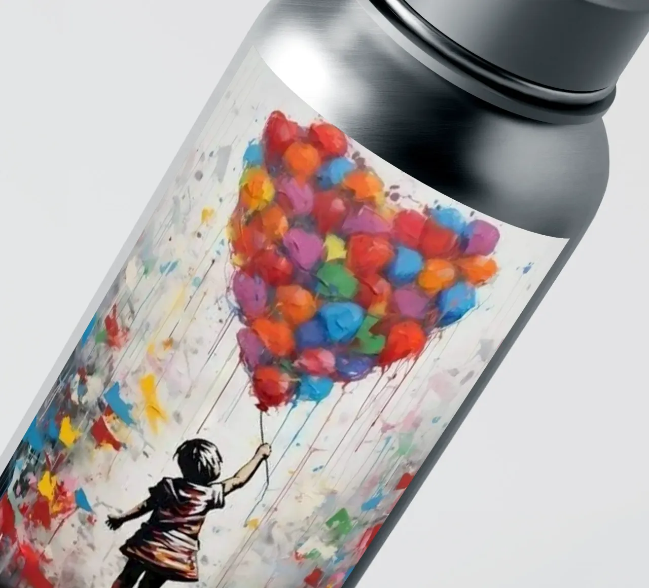 Ragazza con pallone arcobaleno adesivo da Martin studio