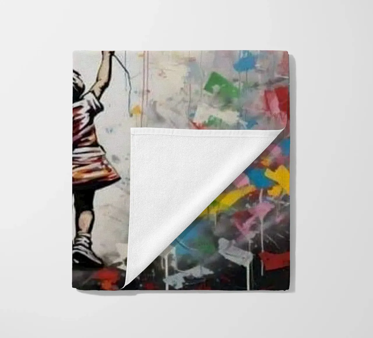 Girl With Rainbow Ballon beach towel by Martin studio