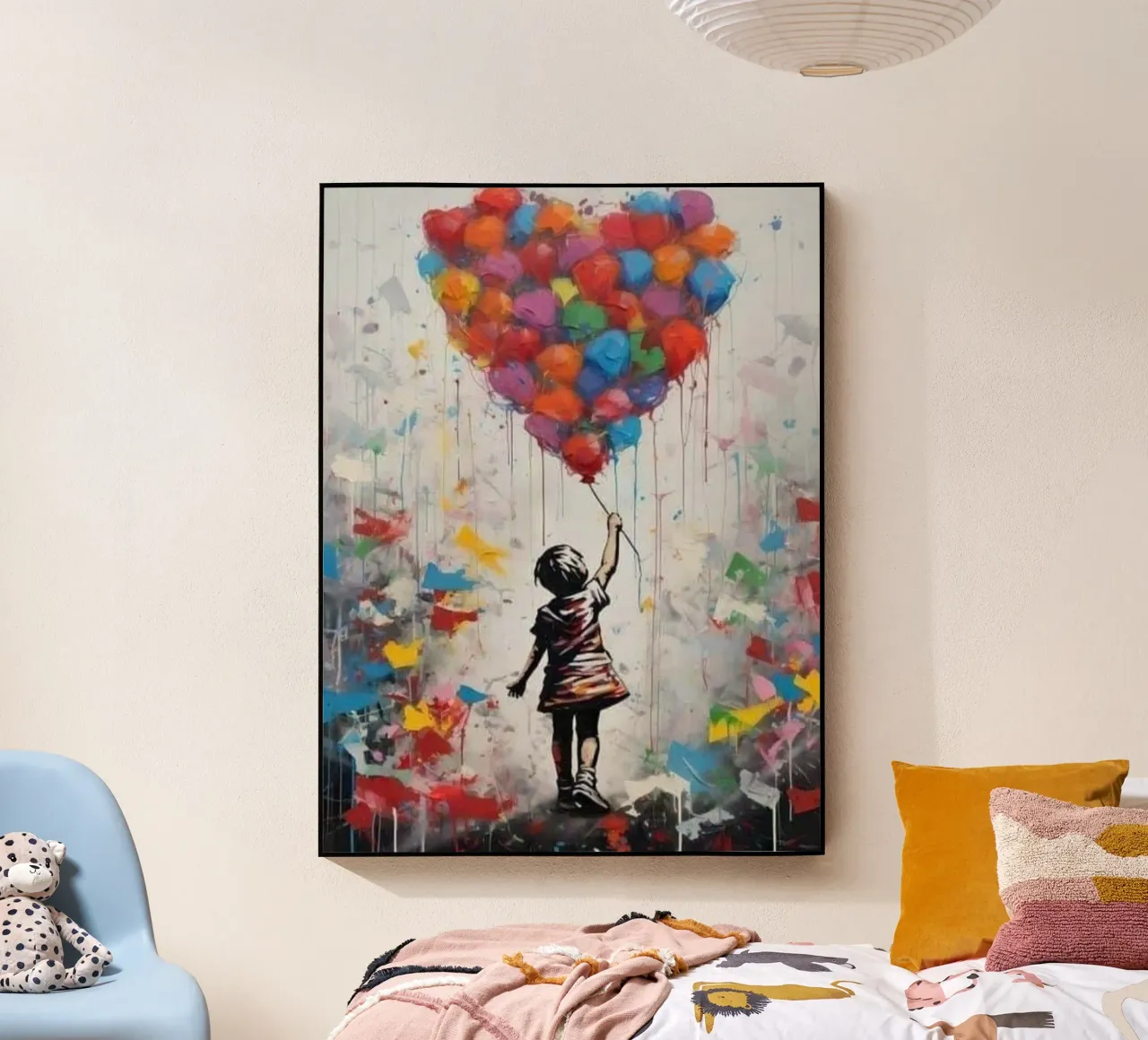 Ragazza con pallone arcobaleno plexiglass da Martin studio