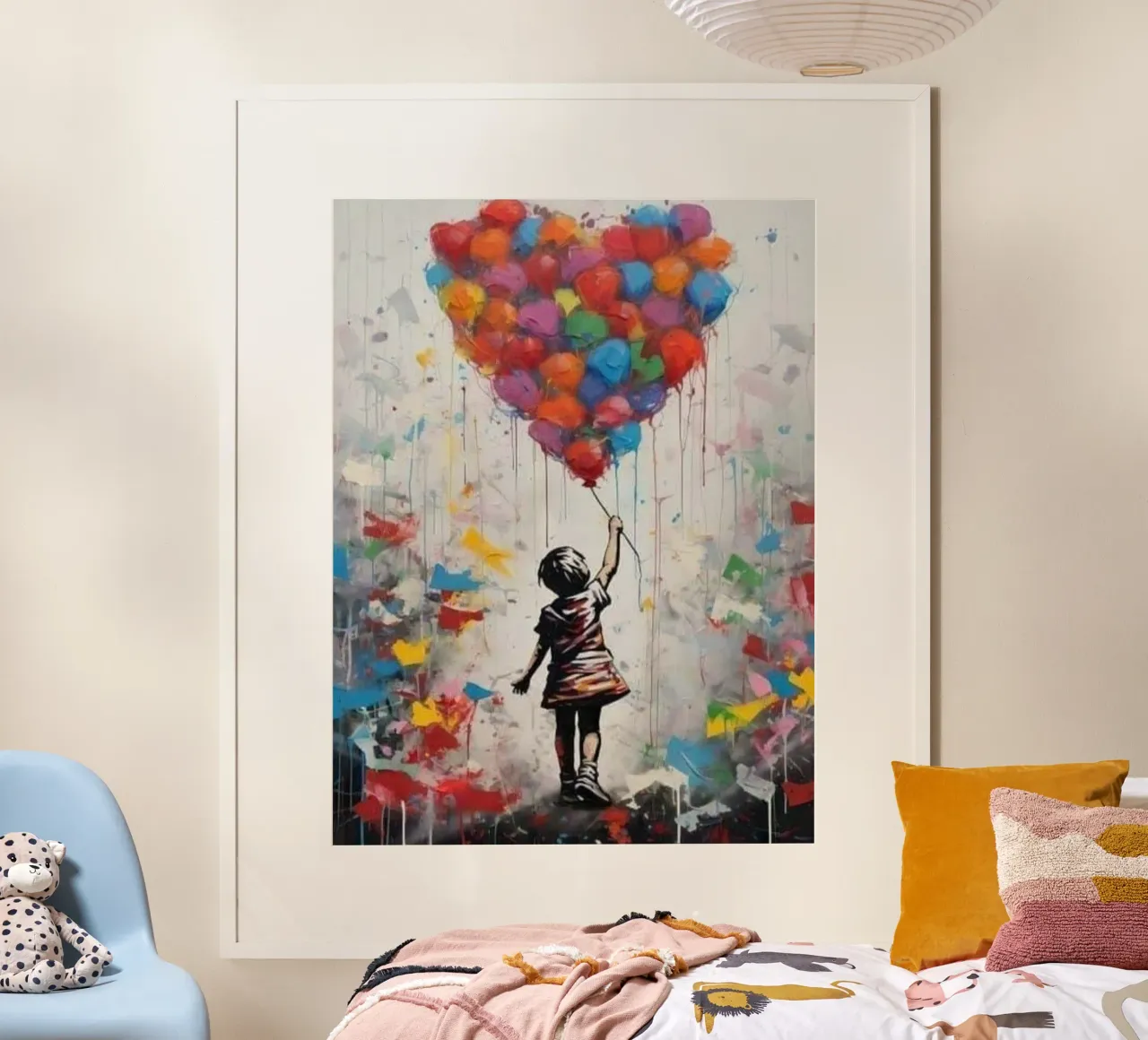 Ragazza con pallone arcobaleno carta hahnemühle da Martin studio