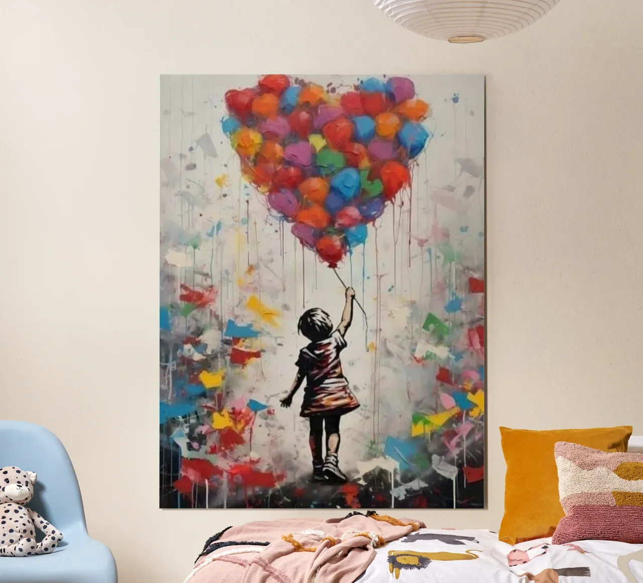 Chica con globo arco iris hahnemühle de Martin studio