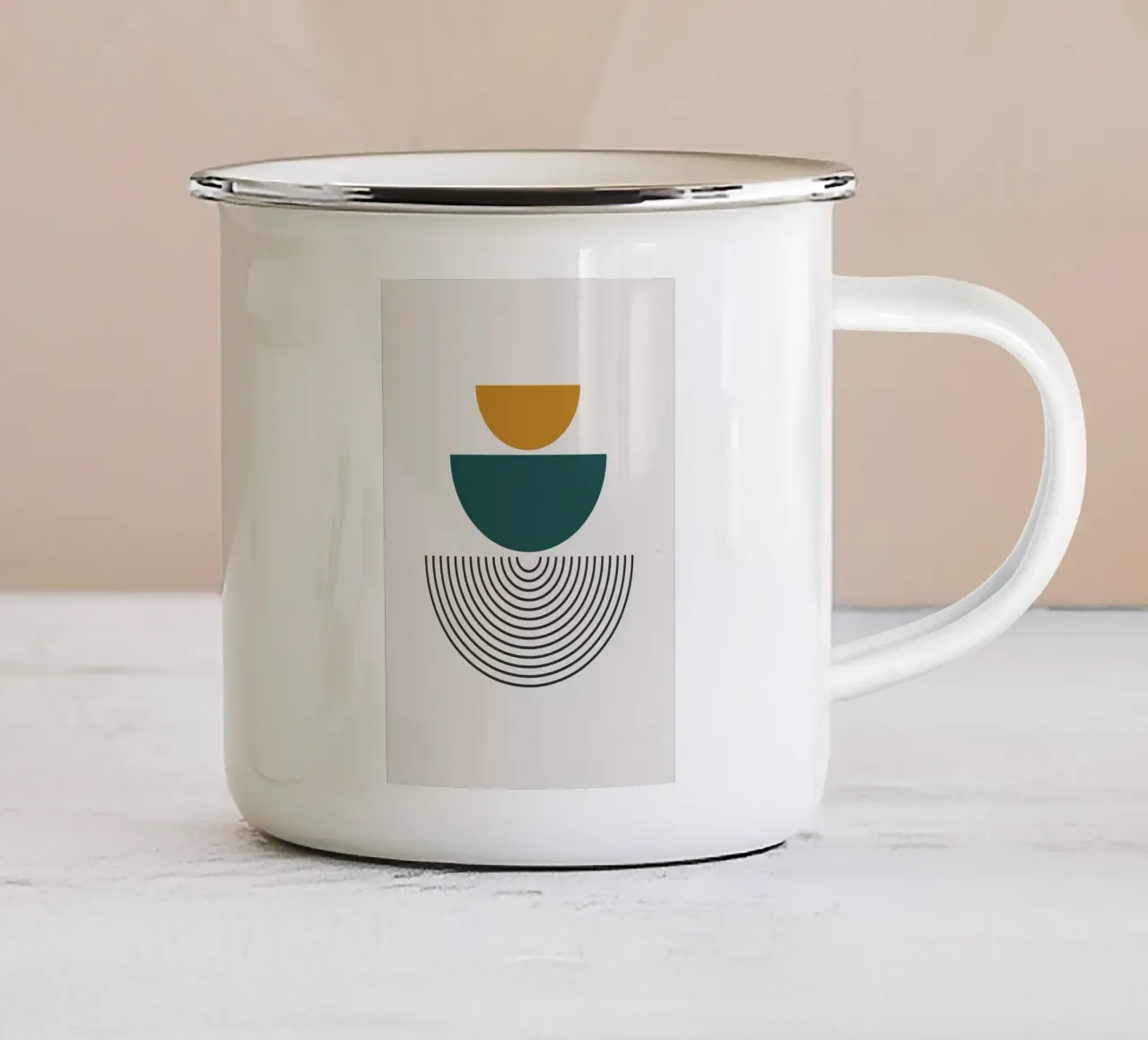 semicírculo círculos líneas taza de esmalte de Ron Bale