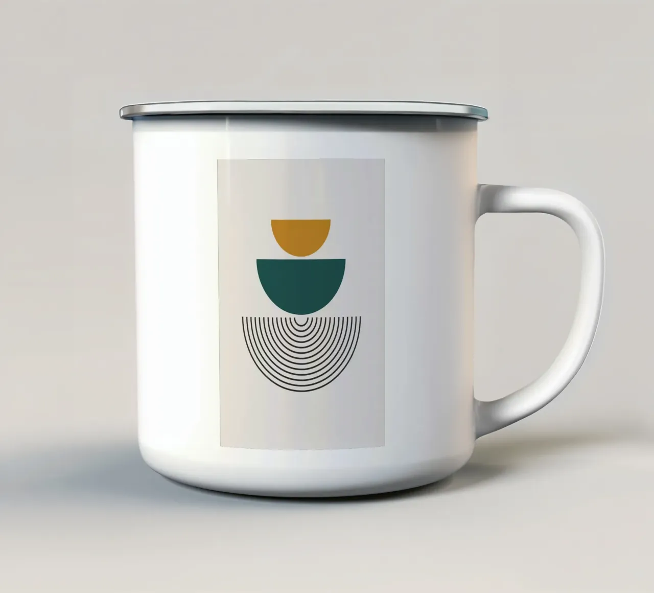 semicírculo círculos líneas taza de esmalte de Ron Bale