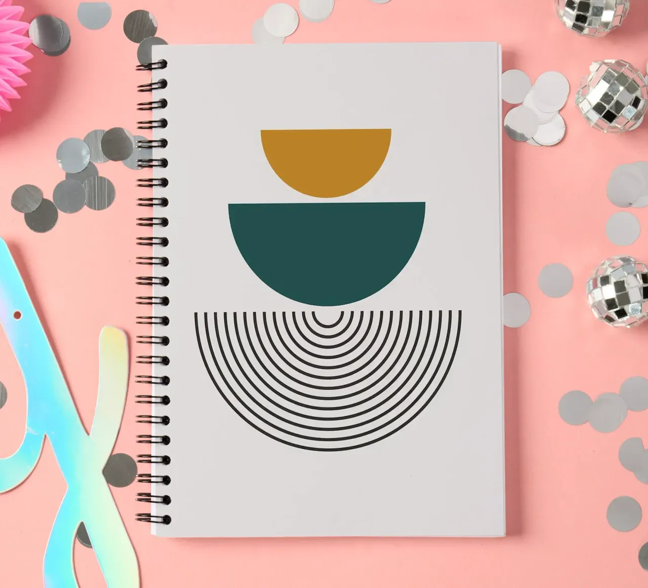 semi-circle circles lines spiral notebook by Ron Bale