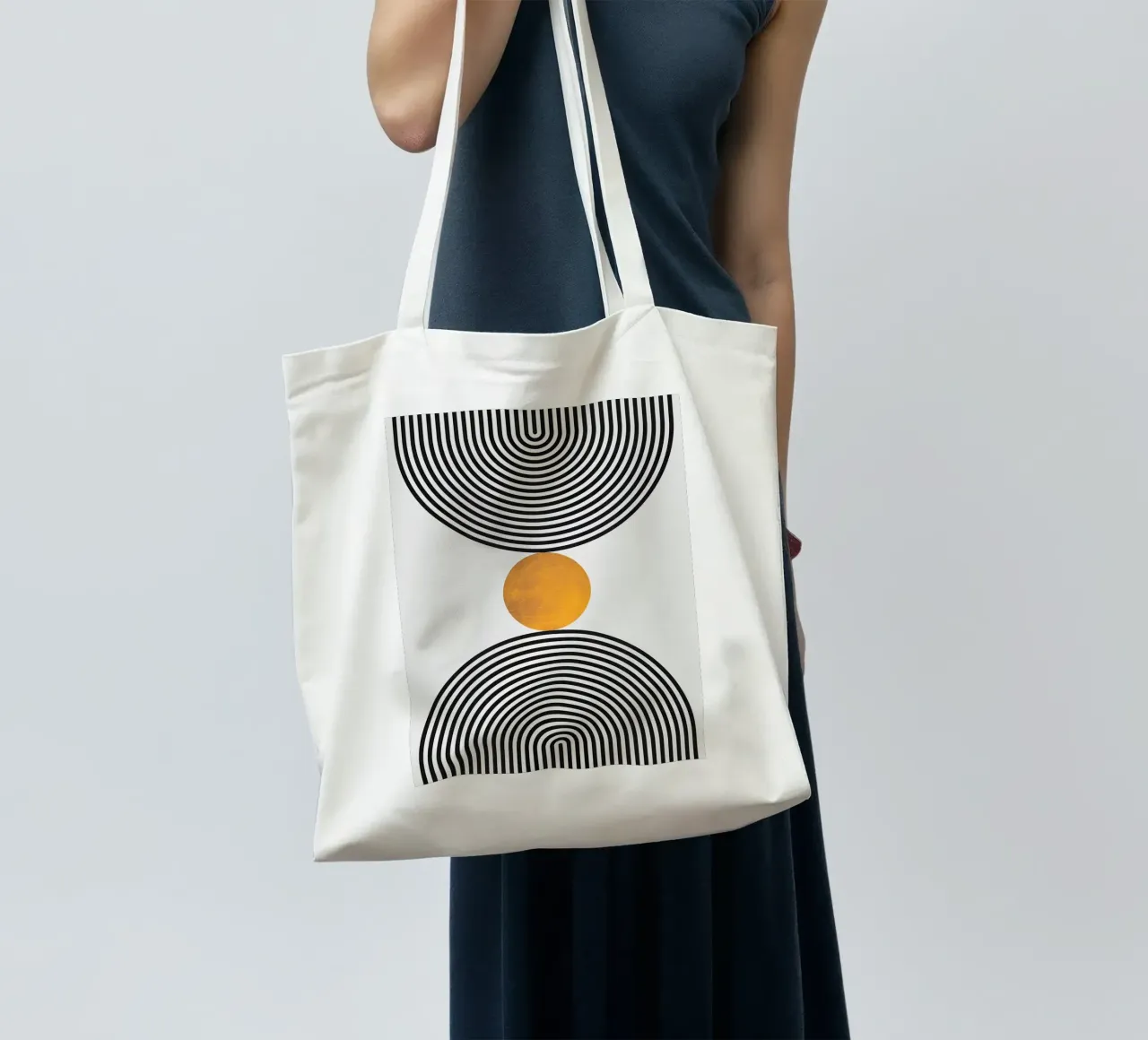 cerchi concentrici forme geometriche borsa in juta da Ron Bale