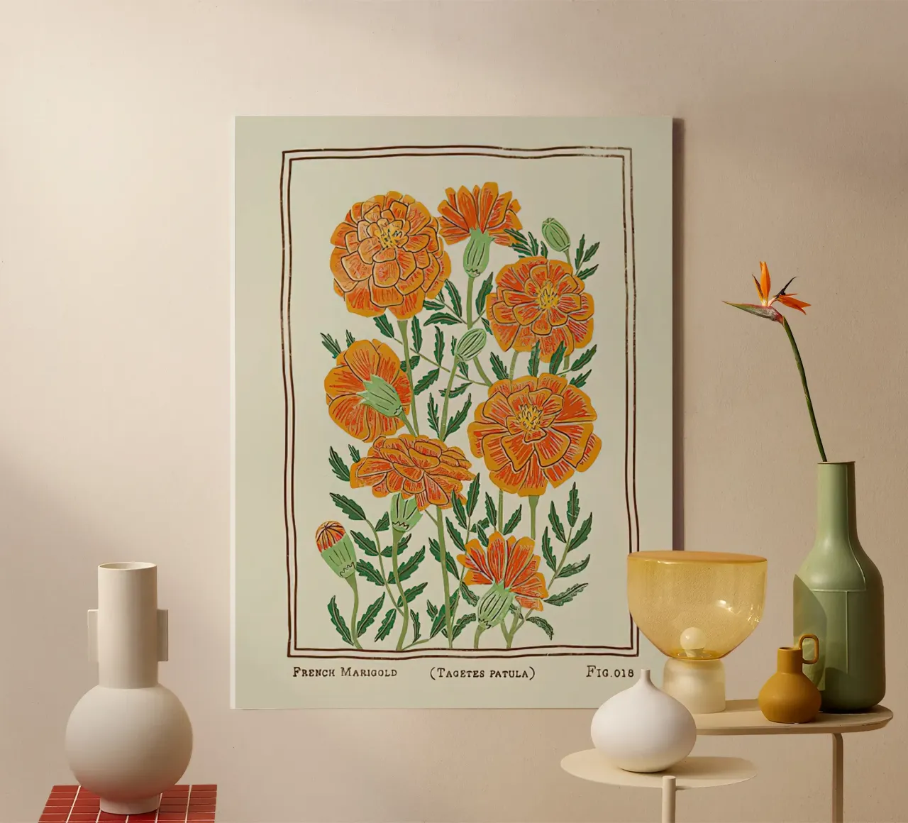 Calendula francese tela con Cornice a cassetta da harris shop