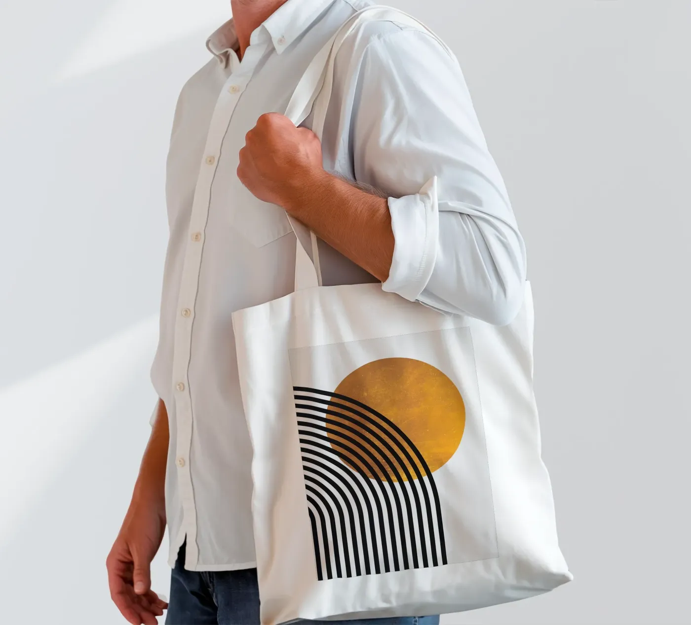 circle line-pattern tote bag by Ron Bale