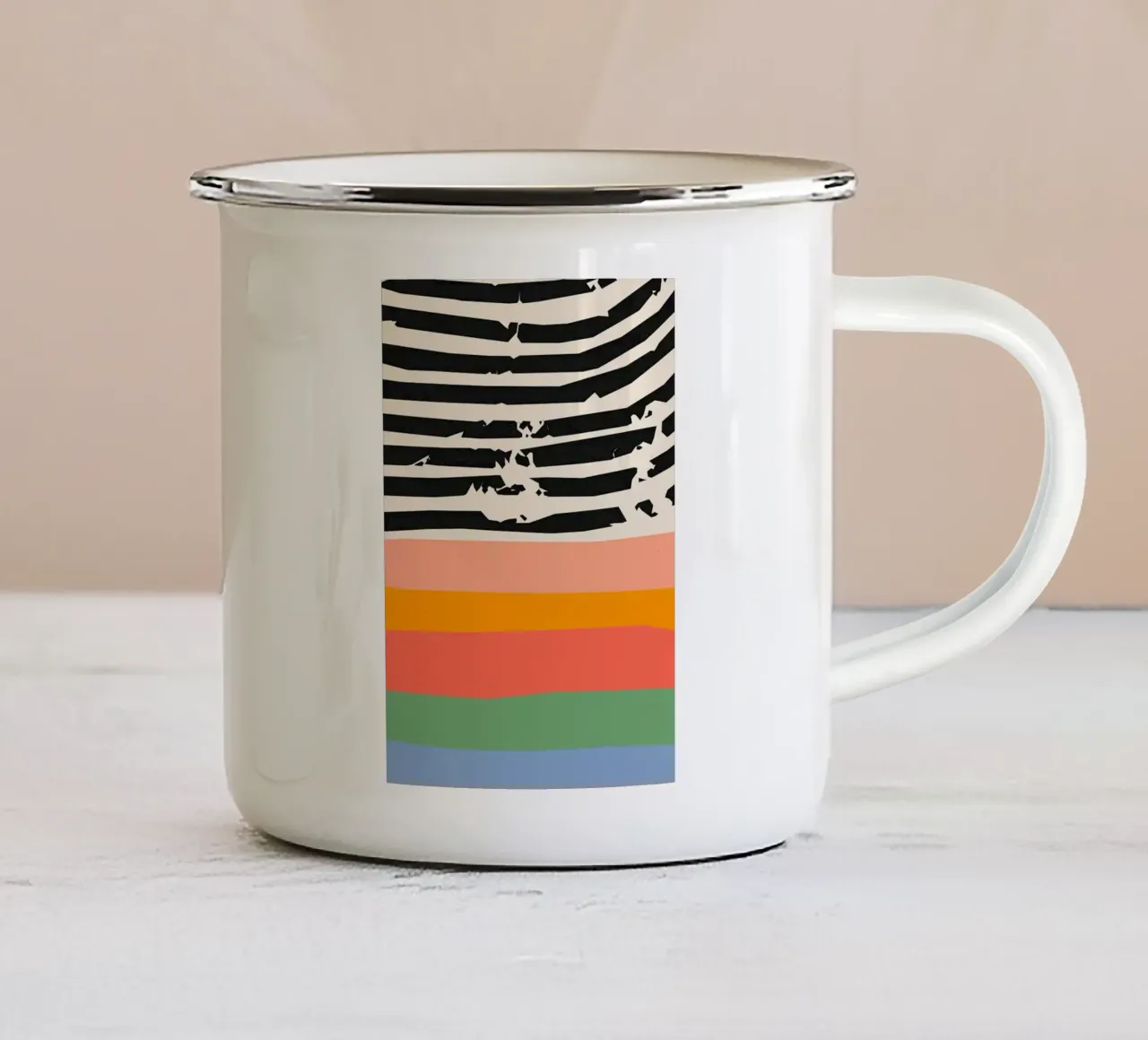 motivo a strisce e linee tazza in smalto da Ron Bale