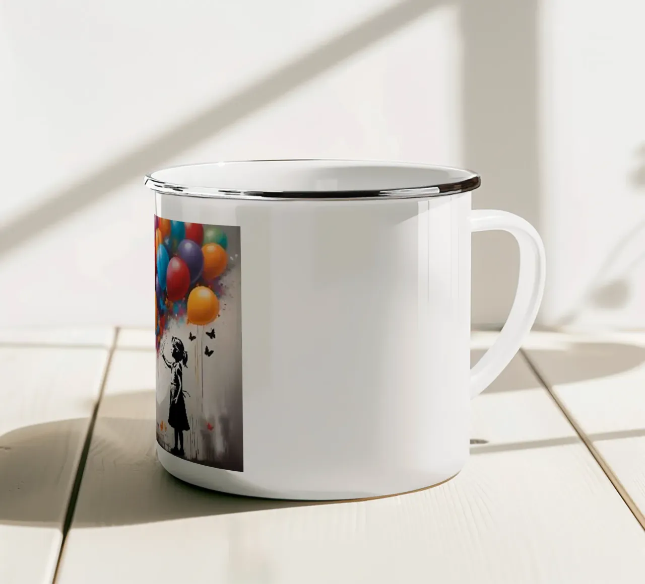 Voglio volare con Ballon tazza in smalto da Martin studio