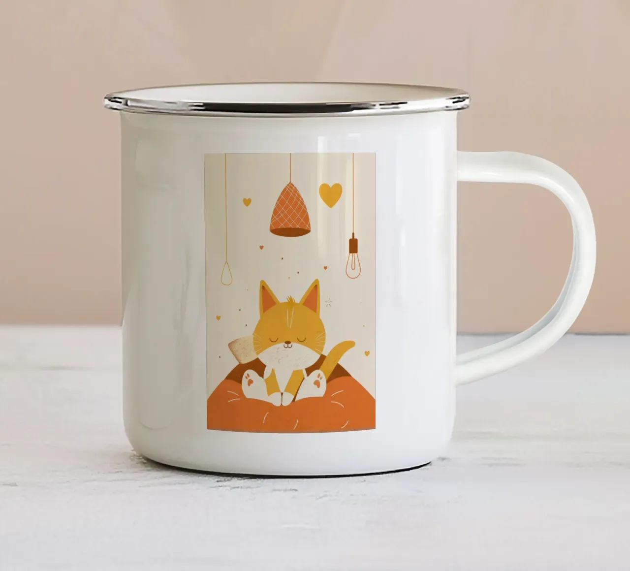 Il leggiadro silenzio del gatto birmano immerso in un caldo chiarore tazza in smalto da DesignDoodle