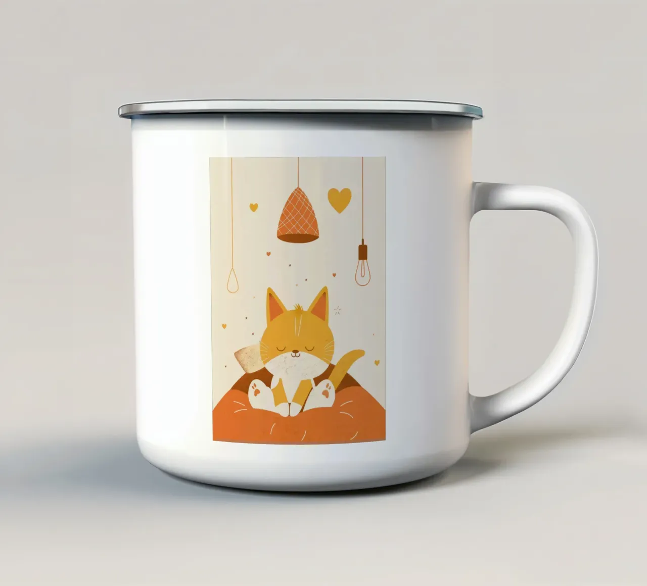 Il leggiadro silenzio del gatto birmano immerso in un caldo chiarore tazza in smalto da DesignDoodle