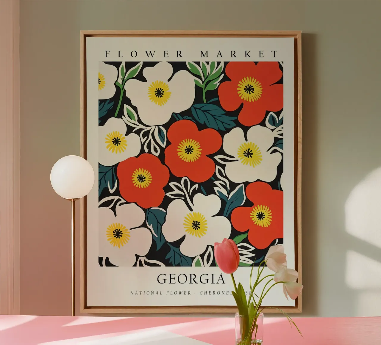 Bloemenmarkt Georgia canvas met Baklijst van harris shop