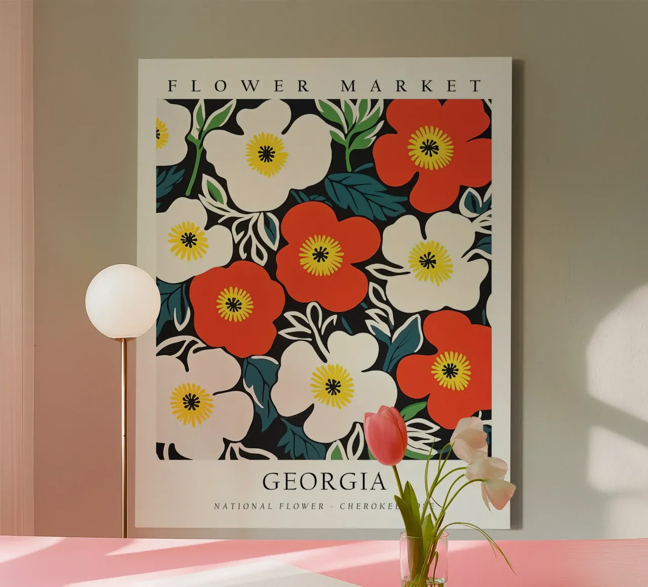 Bloemenmarkt Georgia canvas met Baklijst van harris shop