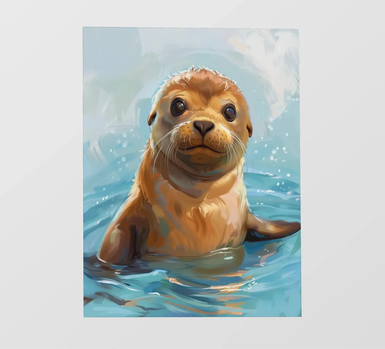 Un cucciolo di leone marino giocoso sguazza nell'acqua, emanando gioia pellicola backlit da DesignDoodle