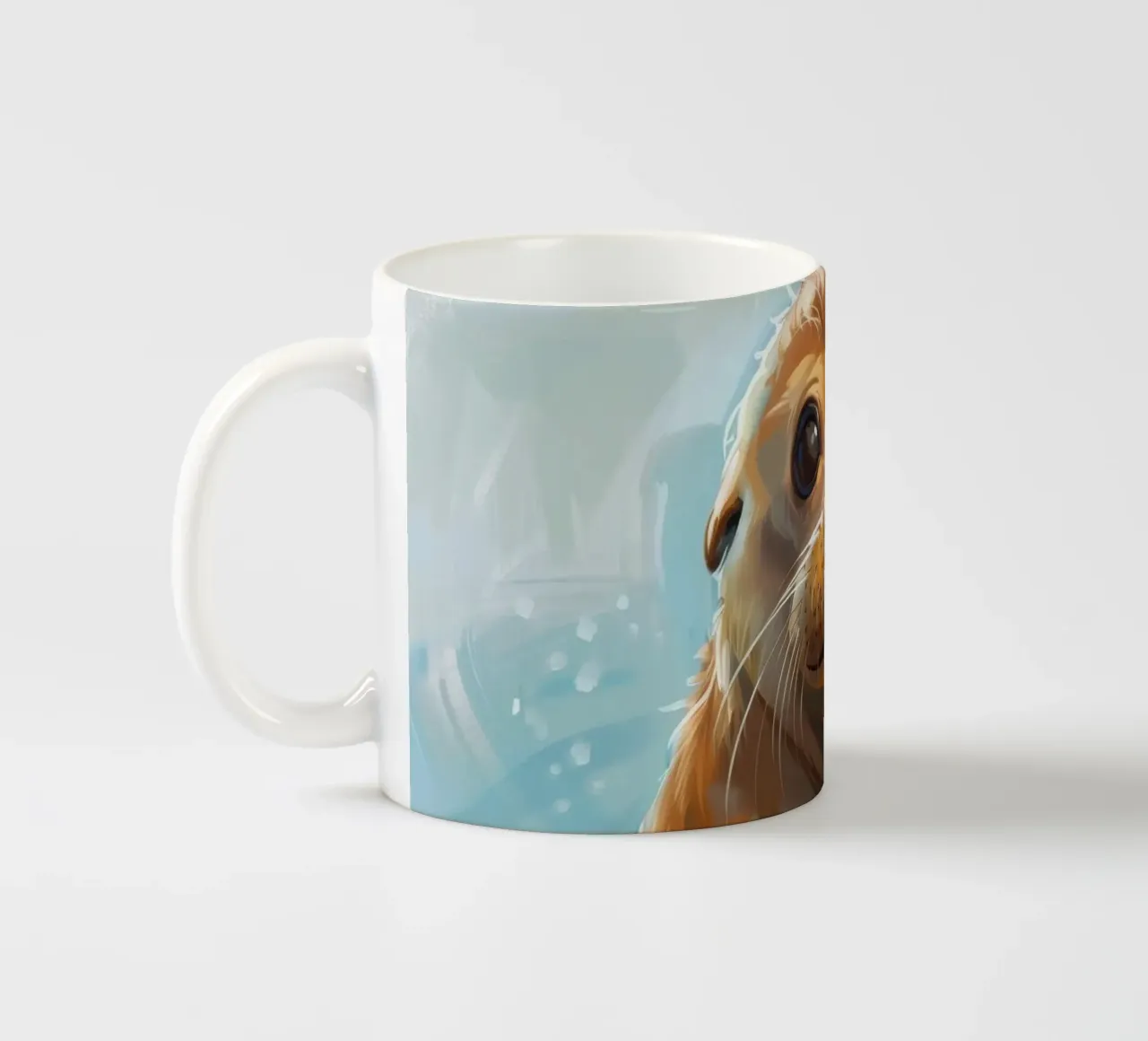 Speelse zeeleeuwpup plonst in het water en straalt vreugde uit keramische mok van DesignDoodle