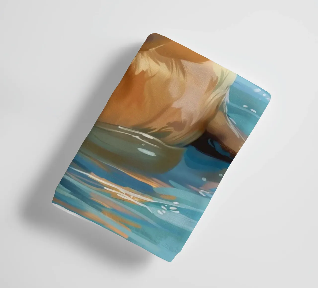 Speelse zeeleeuwpup plonst in het water en straalt vreugde uit badhanddoek van DesignDoodle
