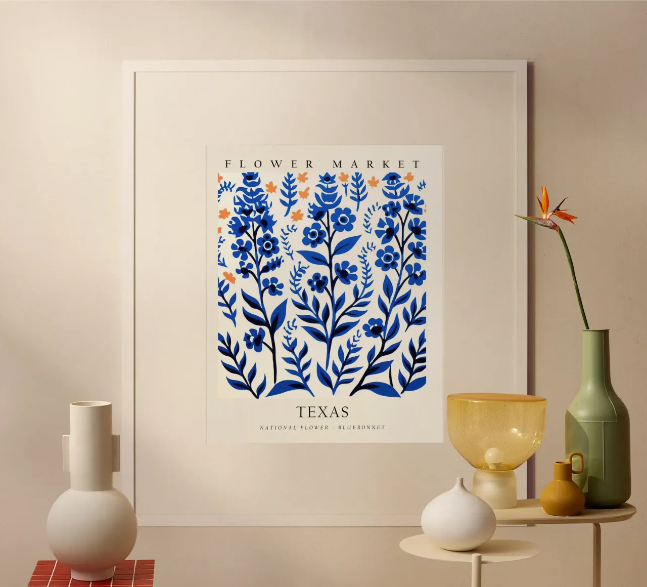 Mercato dei fiori del Texas poster con telaio in plastica da harris shop
