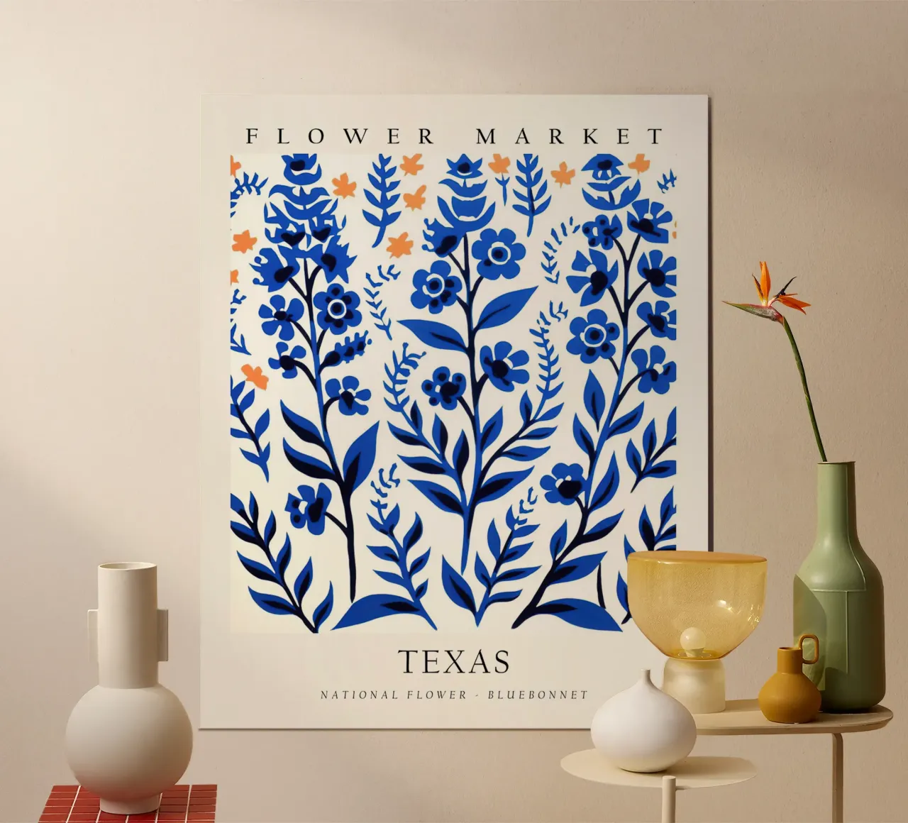 Mercato dei fiori del Texas poster con telaio in plastica da harris shop