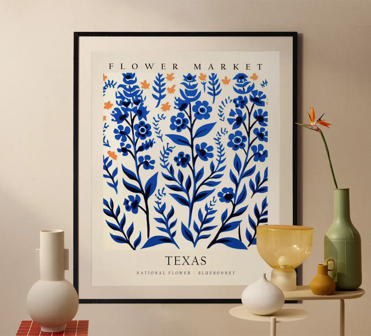 Mercato dei fiori del Texas poster con telaio in plastica da harris shop