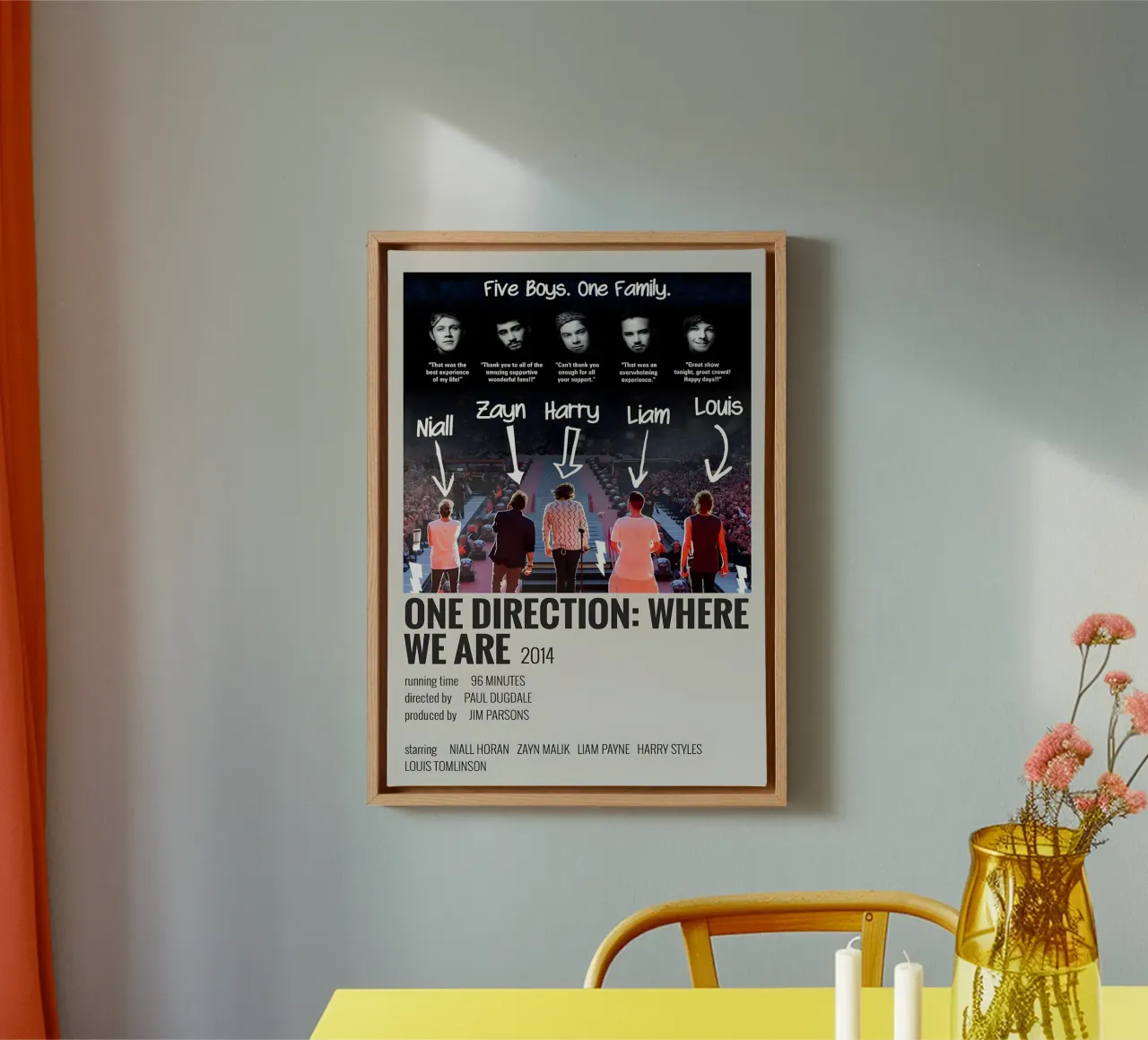 ONE DIRECTION WHERE WE ARE 2014 tela con Cornice a cassetta da MVFminimalist