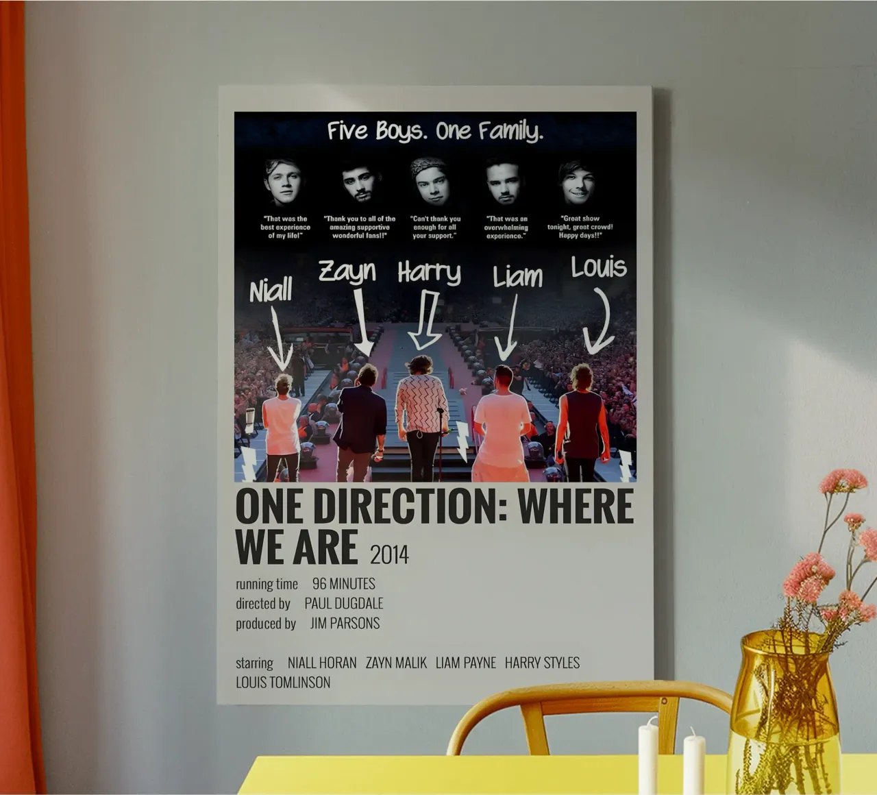 ONE DIRECTION WHERE WE ARE 2014 tela con Cornice a cassetta da MVFminimalist