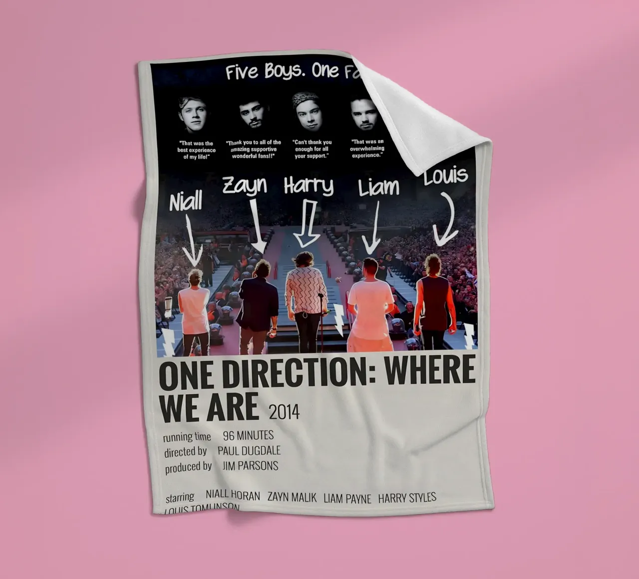 ONE DIRECTION WHERE WE ARE 2014 coperta in pile da MVFminimalist