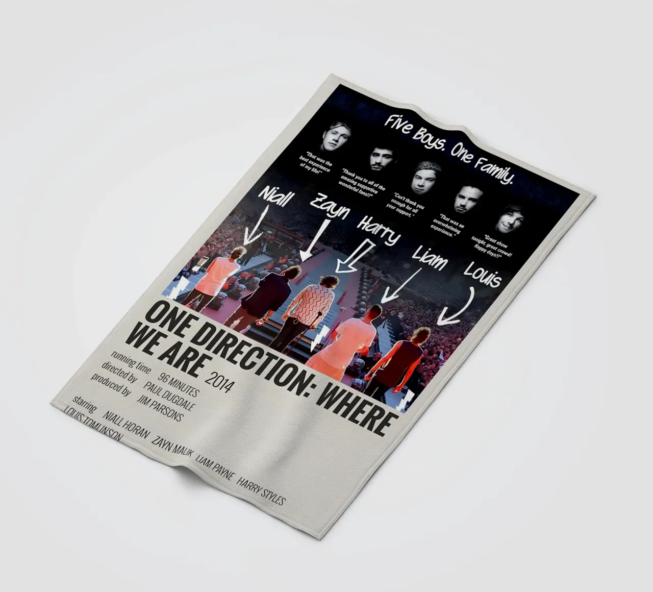 ONE DIRECTION WHERE WE ARE 2014 coperta in pile da MVFminimalist