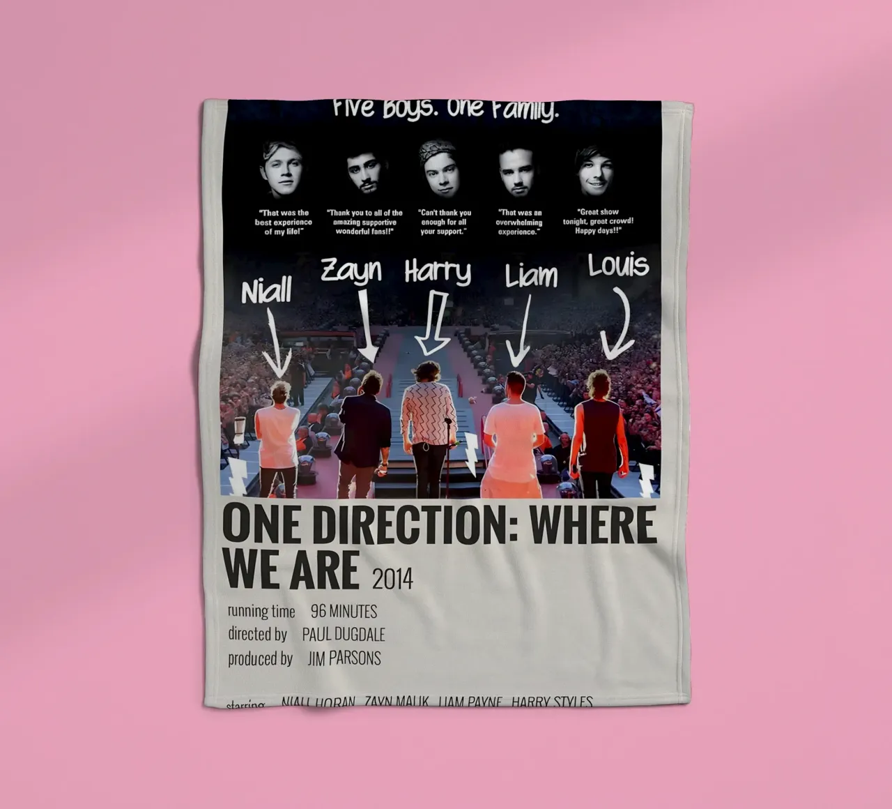 ONE DIRECTION WHERE WE ARE 2014 coperta in pile da MVFminimalist