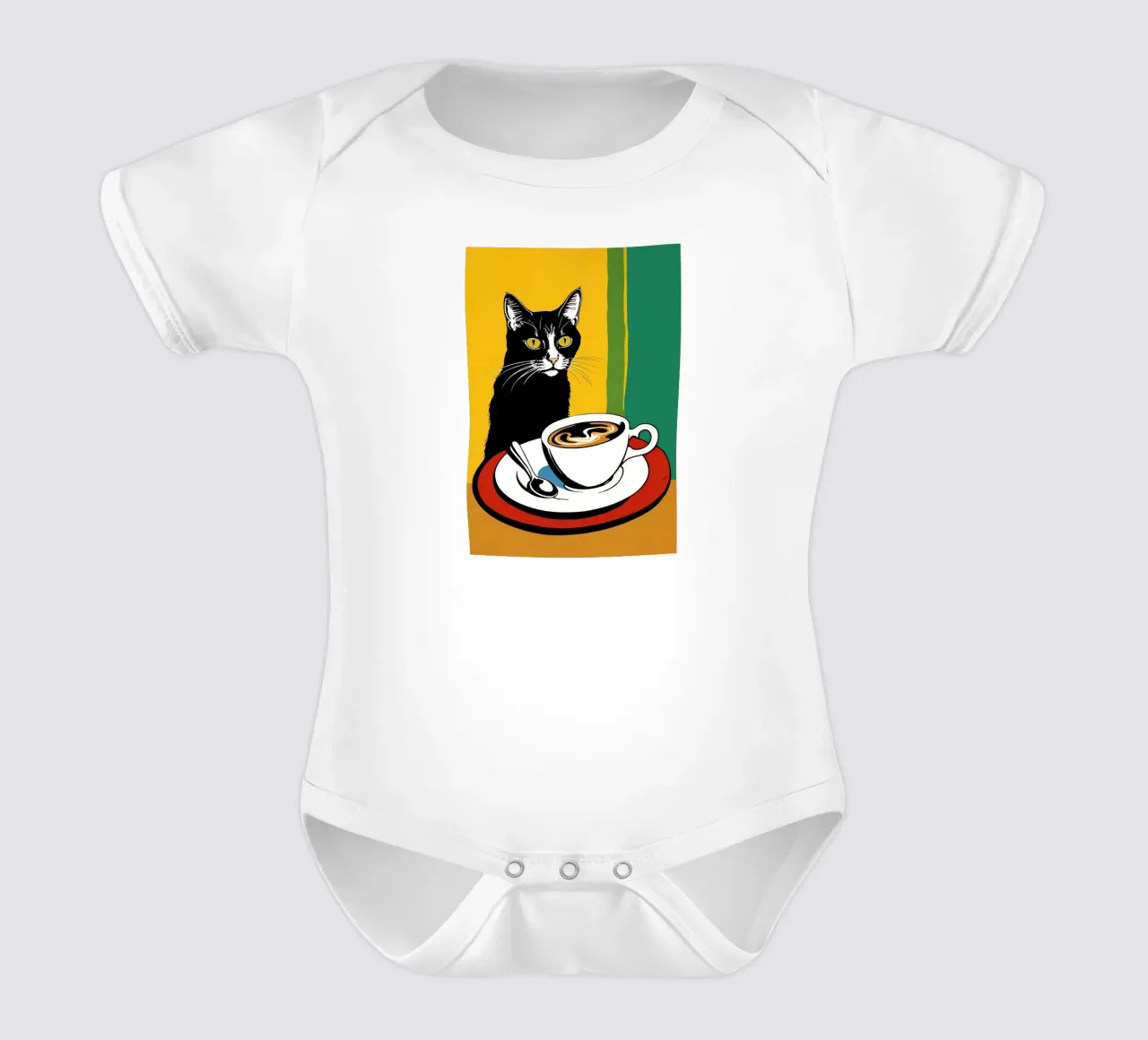 Gatto e caffè body neonato maniche corte da Arjun