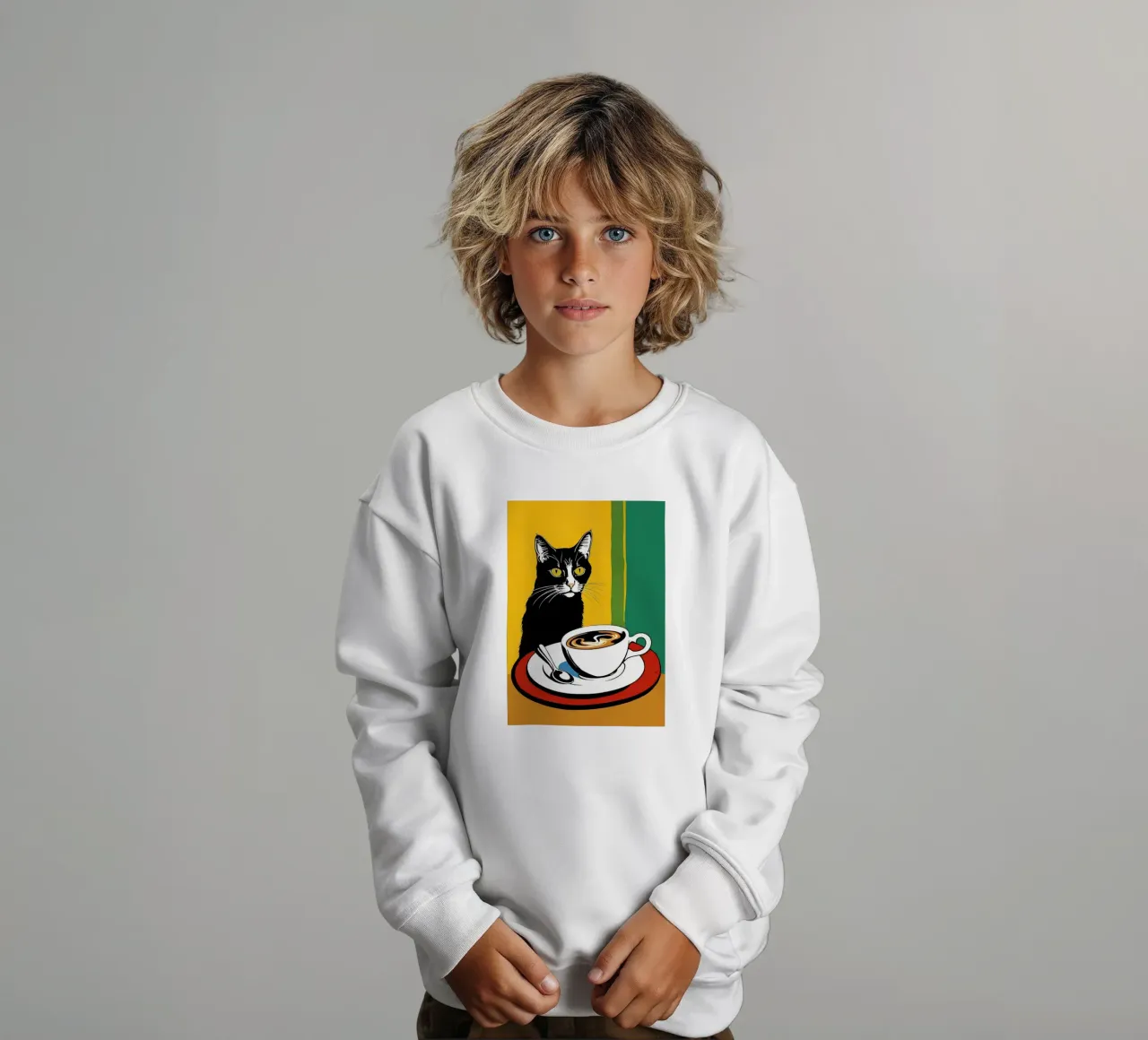 Gatto e caffè felpa bambino da Arjun