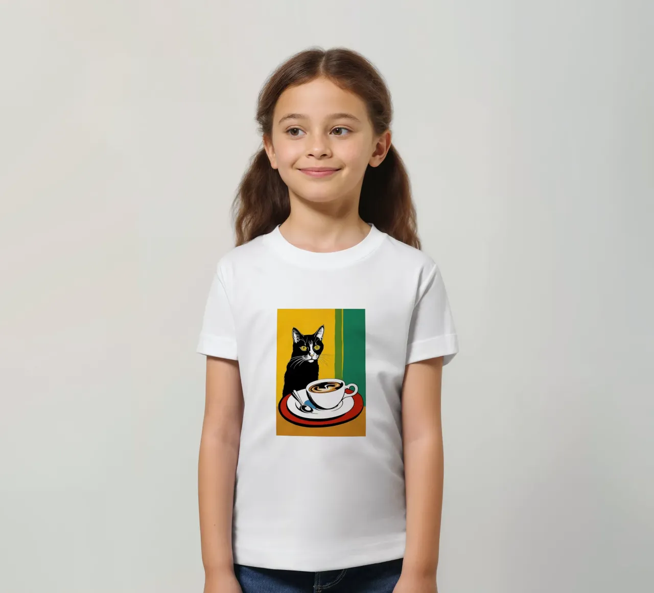 Gatto e caffè t-shirt bambini da Arjun