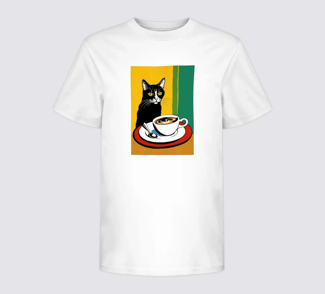 Gatto e caffè t-shirt bambini da Arjun
