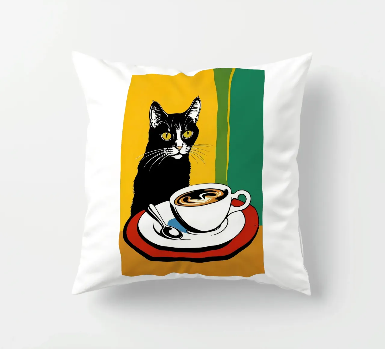 Gatto e caffè cuscino da Arjun