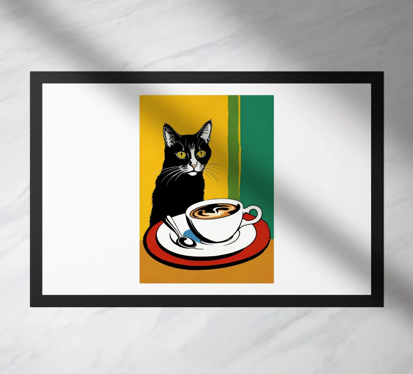 Katze und Kaffee Fußmatte von Arjun
