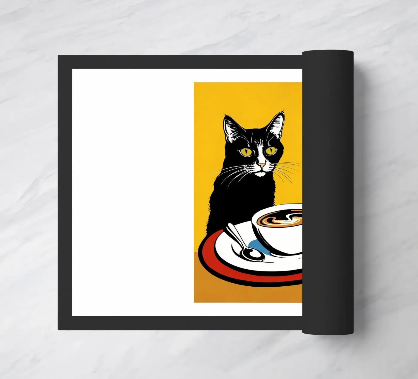 Katze und Kaffee Fußmatte von Arjun
