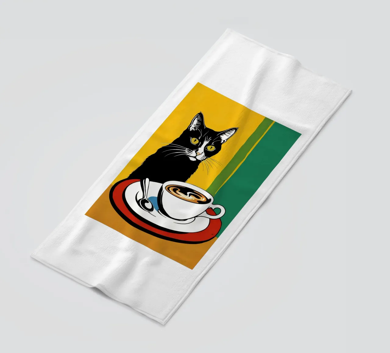 Gatto e caffè telo mare da Arjun