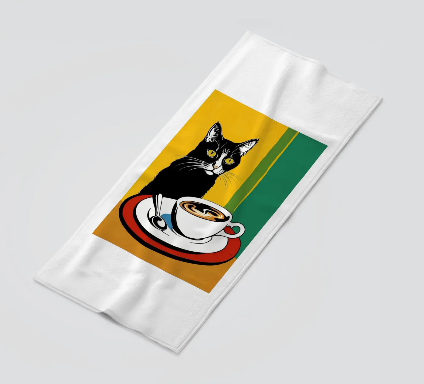 Gatto e caffè telo mare da Arjun