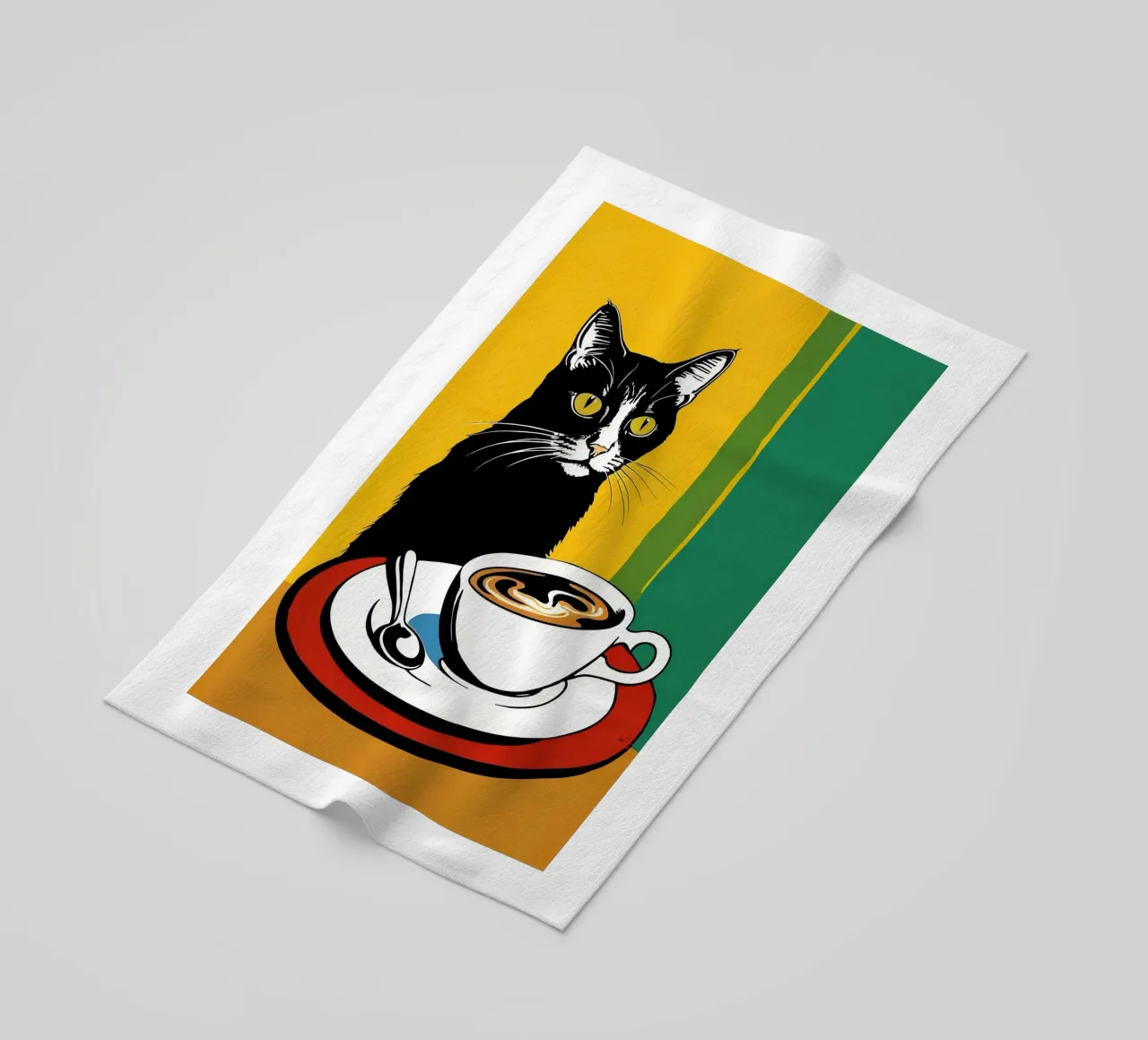 Gatto e caffè telo mare da Arjun